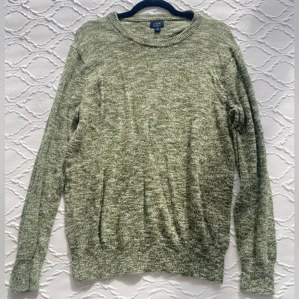 J. Crew - 100% Cotton Piqué-Stitch Crewneck Sweater in Green - Size M